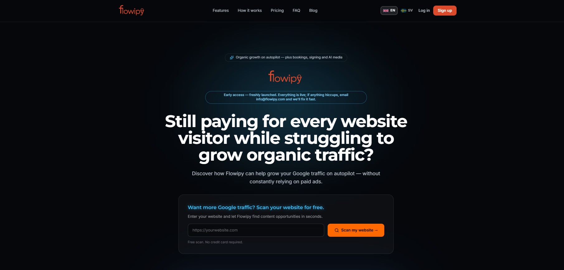 Flowipy SEO dashboard